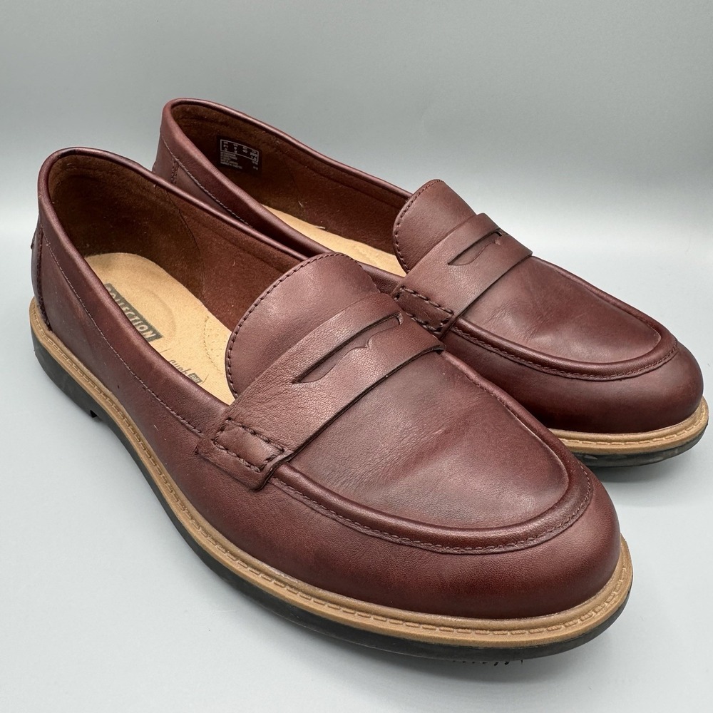 Clarks Raisie Eletta Leather Slip-On Penny Loafer Shoes Women's 9M Burgundy Chic - Picture 1 of 9